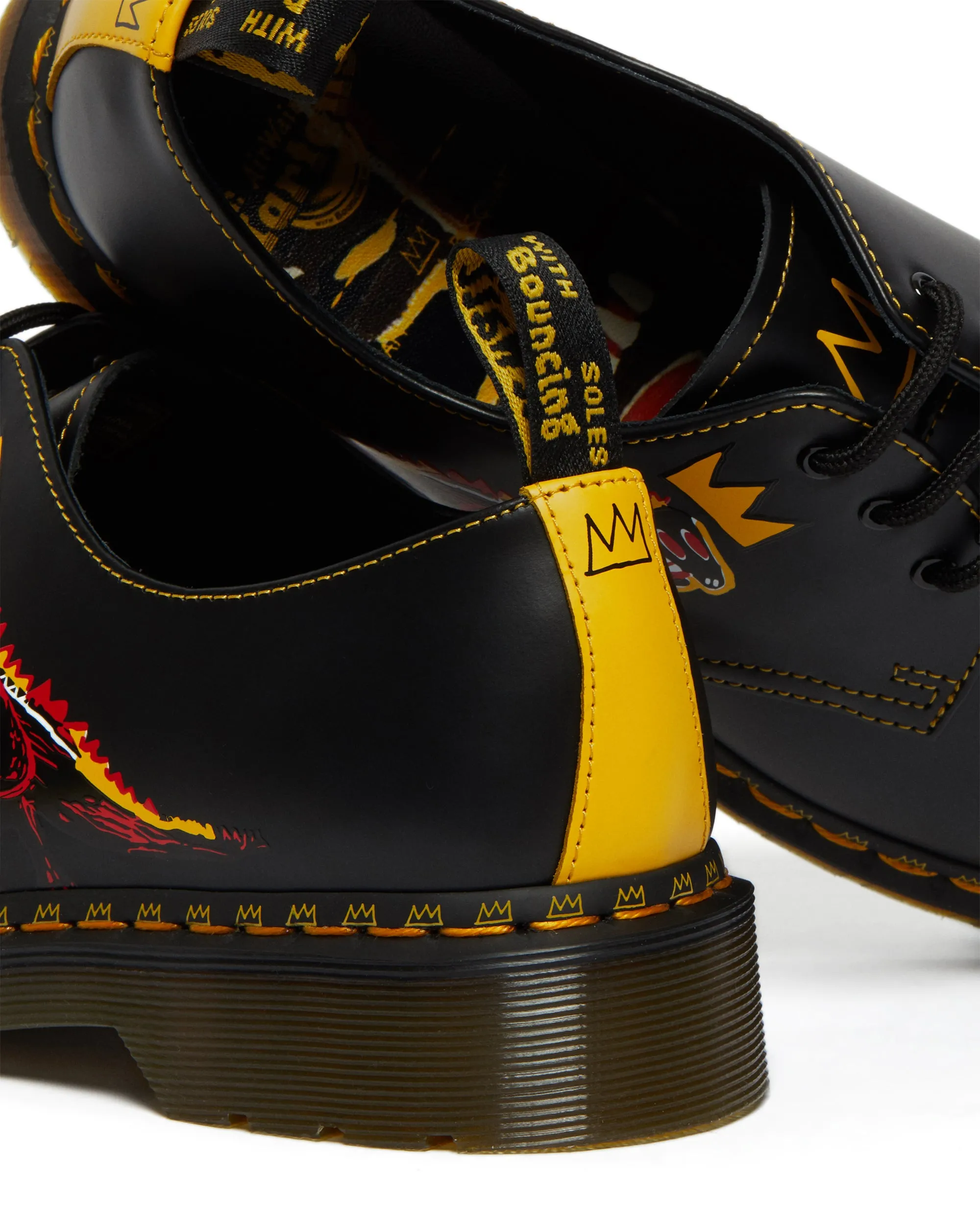 1461 BASQUIAT II BLACK DMS YELLOW PEZ SMOOTH SMOOTH LEATHER OXFORD SHOES