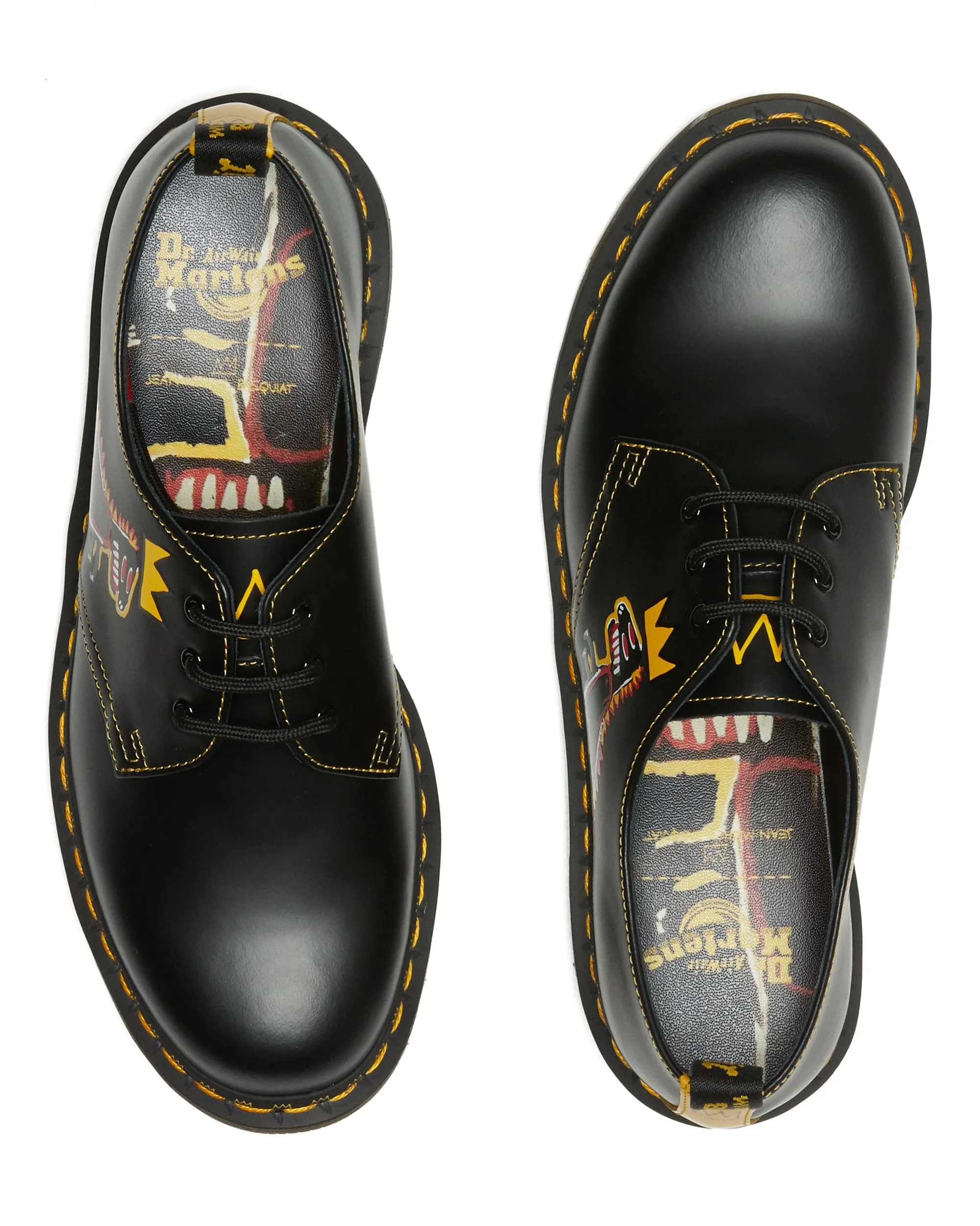 1461 BASQUIAT II BLACK DMS YELLOW PEZ SMOOTH SMOOTH LEATHER OXFORD SHOES