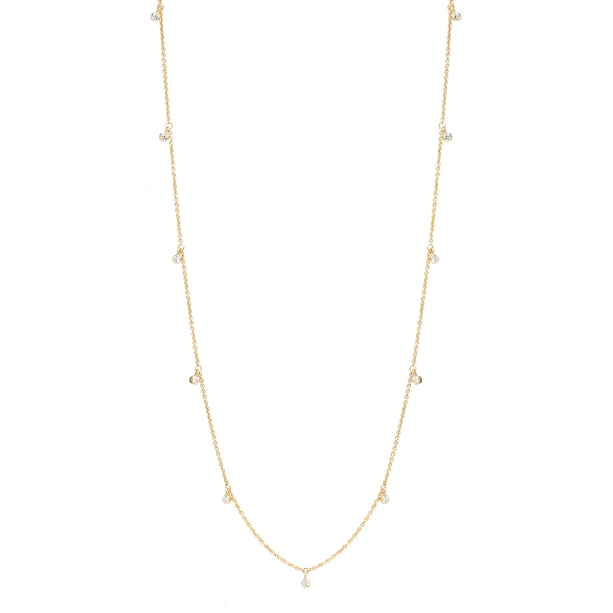 14k long 11 dangling diamond necklace