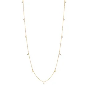 14k long 11 dangling diamond necklace