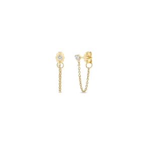 14k Prong Diamond Chain Huggie Earrings