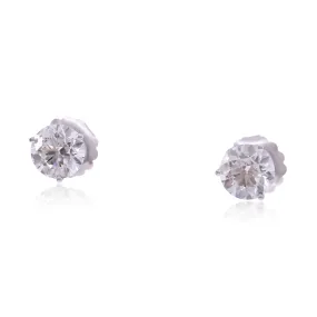 14K WHITE GOLD 3-PRONG ROUND BRILLIANT CUT DIAMOND STUD EARRINGS 5.03CTW