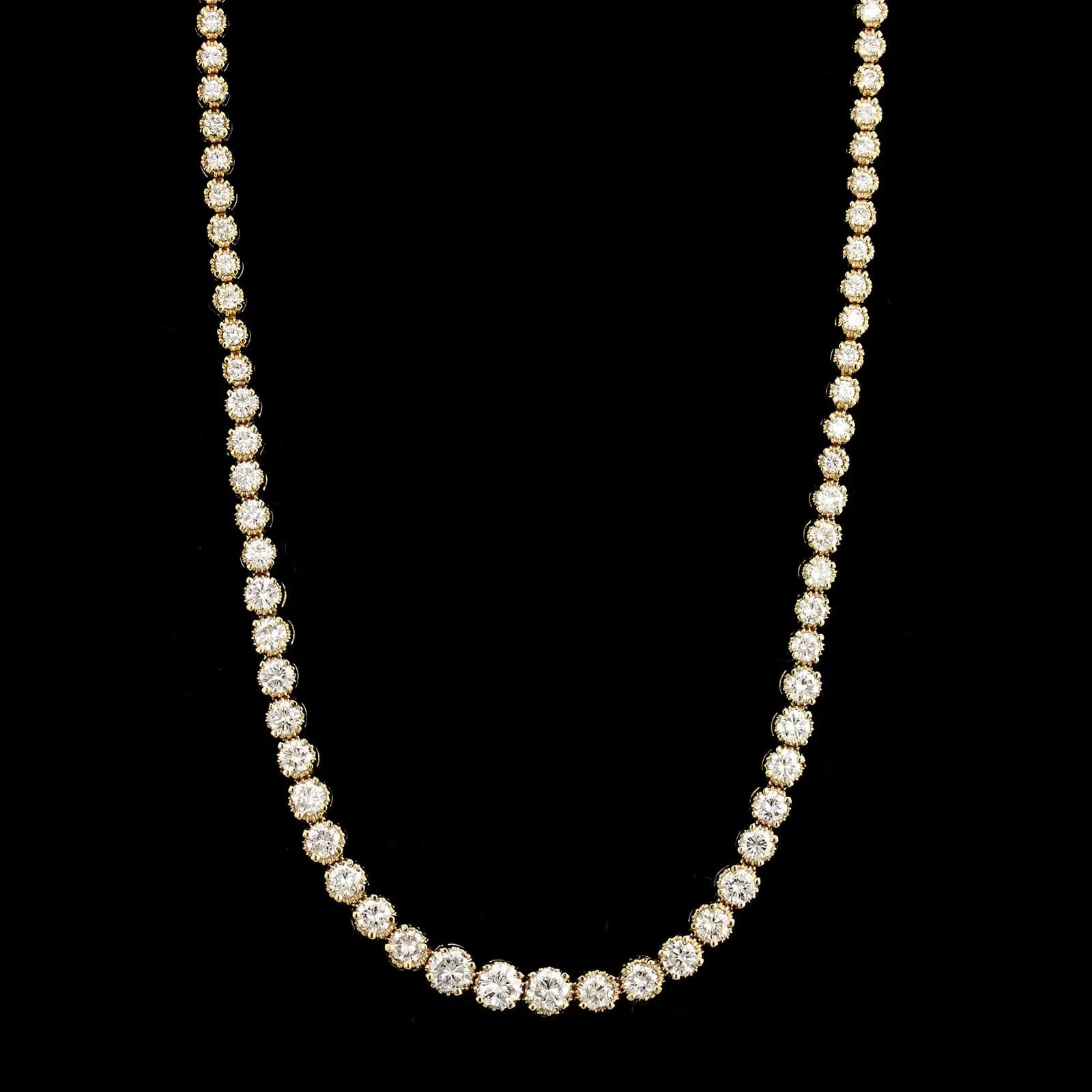 14K Yellow Gold Estate Diamond Riviere Necklace