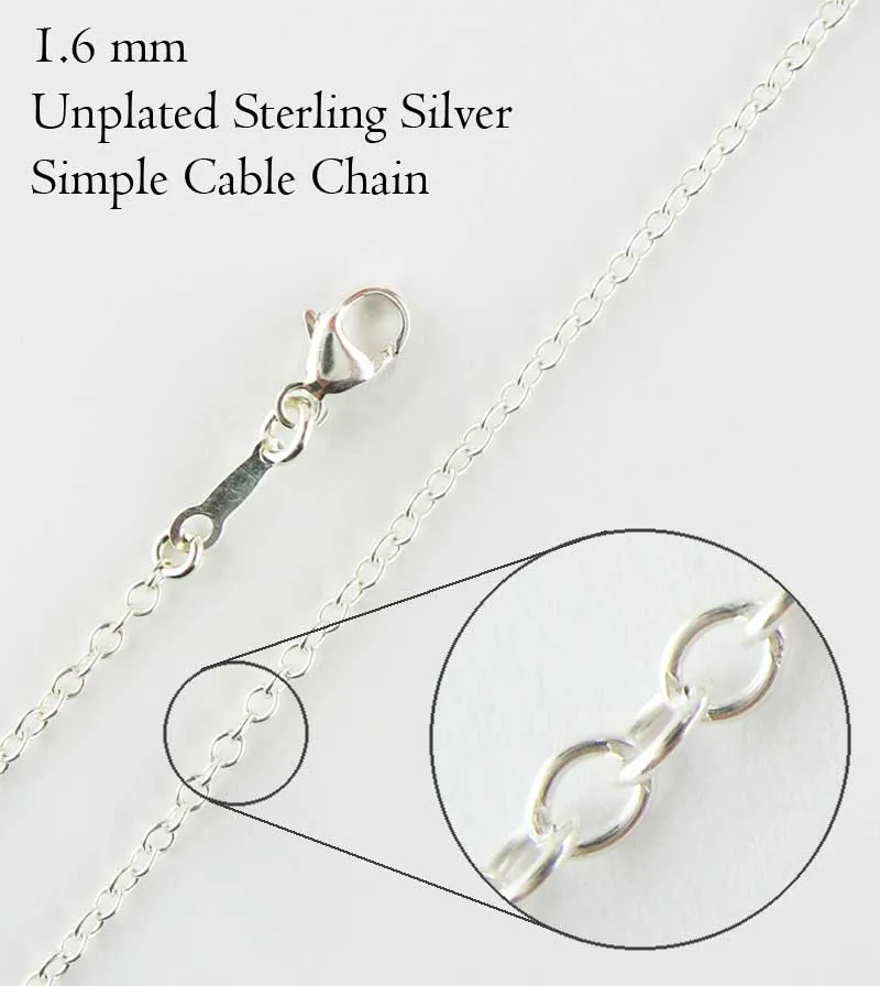 1.6 mm Simple Cable Chain, Unplated Sterling Silver