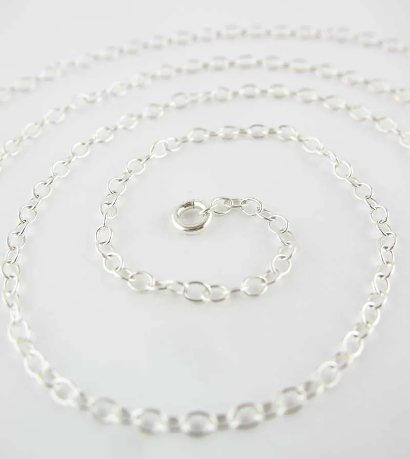 1.6 mm Simple Cable Chain, Unplated Sterling Silver