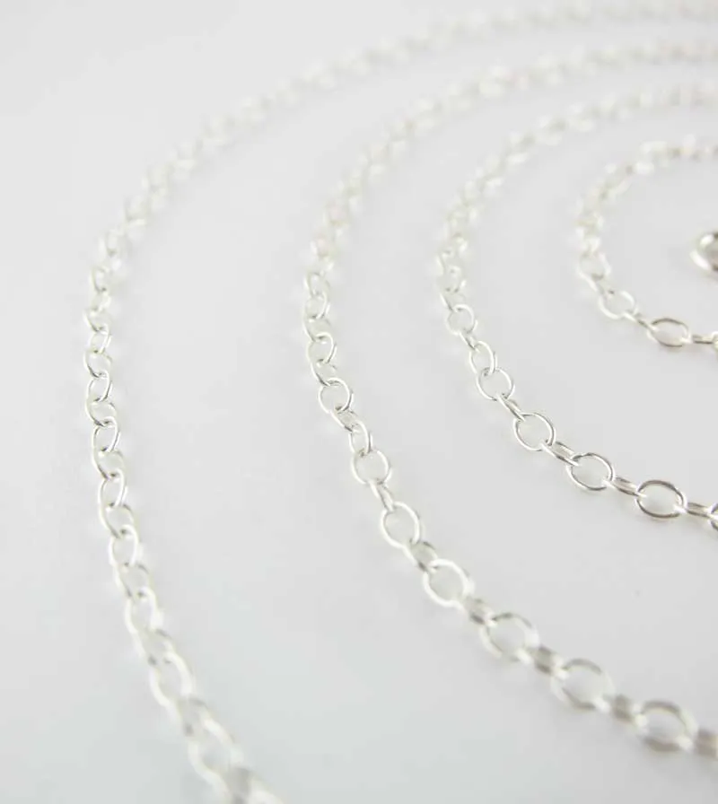 1.6 mm Simple Cable Chain, Unplated Sterling Silver