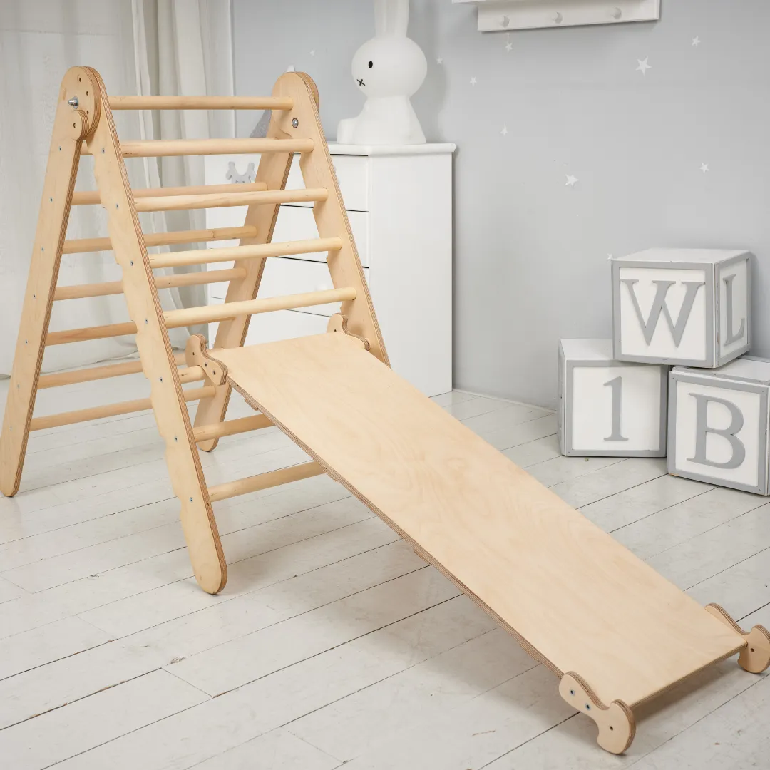 4-in-1 Climbing Set: Triangle Ladder   Climbing Arch   Slide Board   Cushion