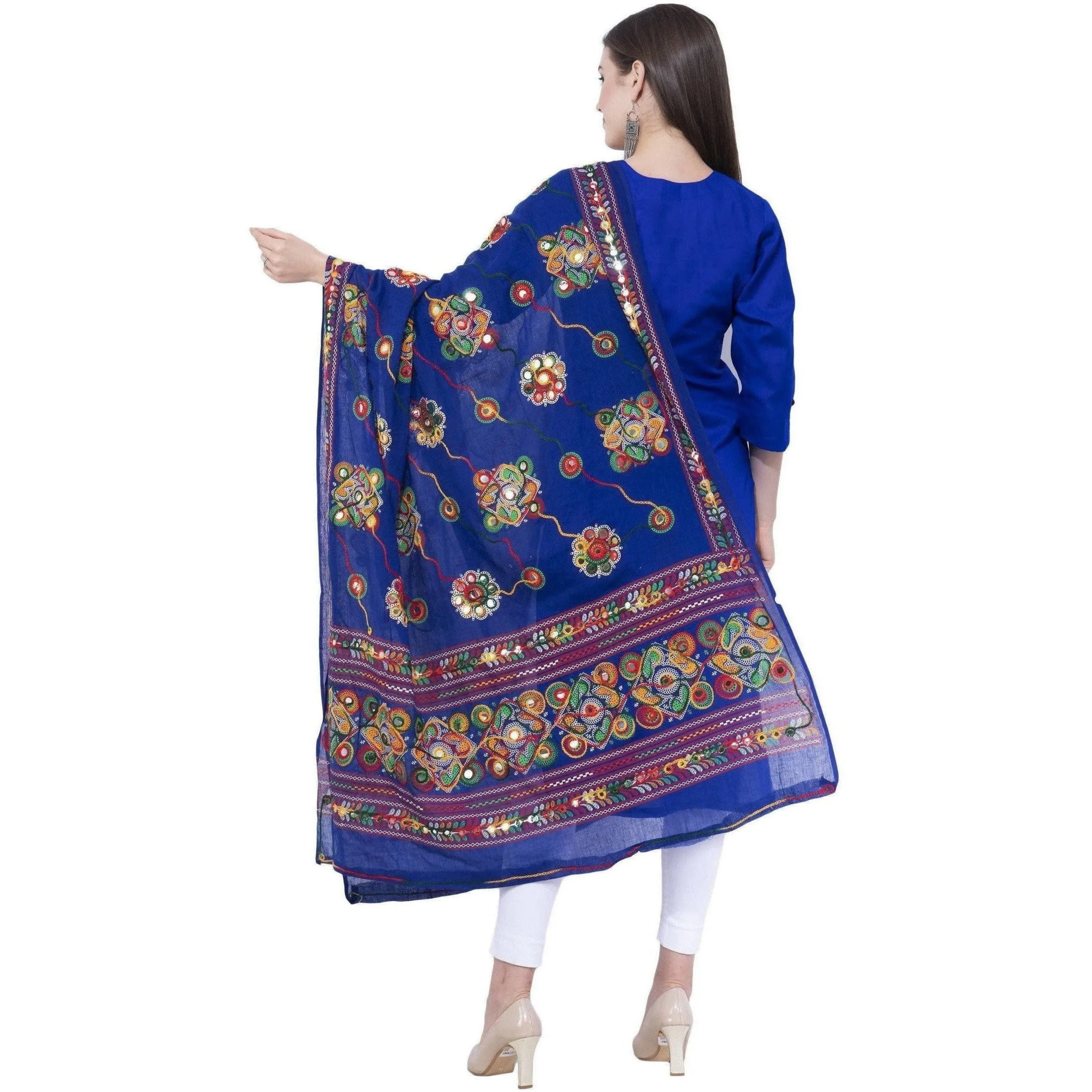 A R Silk Royal Blue Color Gurjari Pure Cotton Dupattas and Chunnis