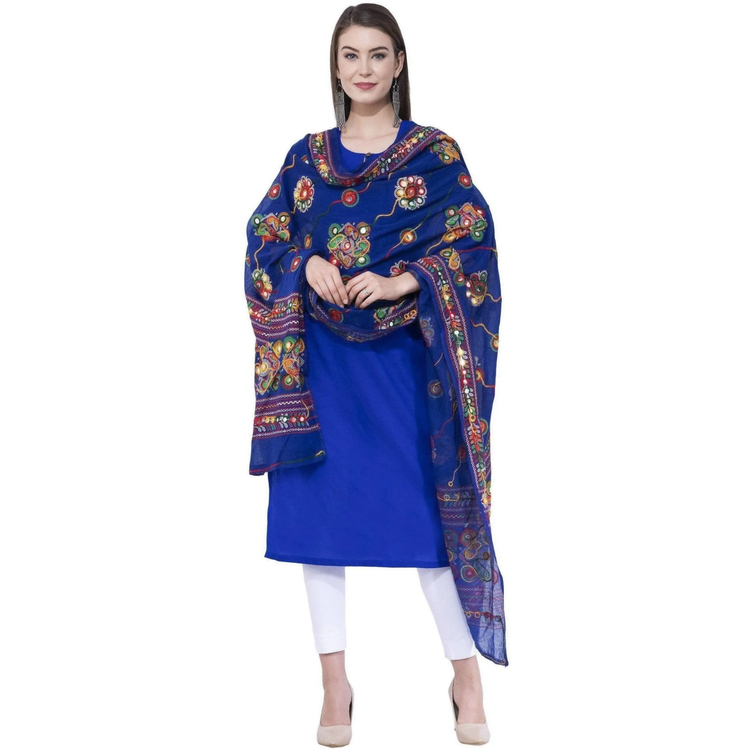 A R Silk Royal Blue Color Gurjari Pure Cotton Dupattas and Chunnis