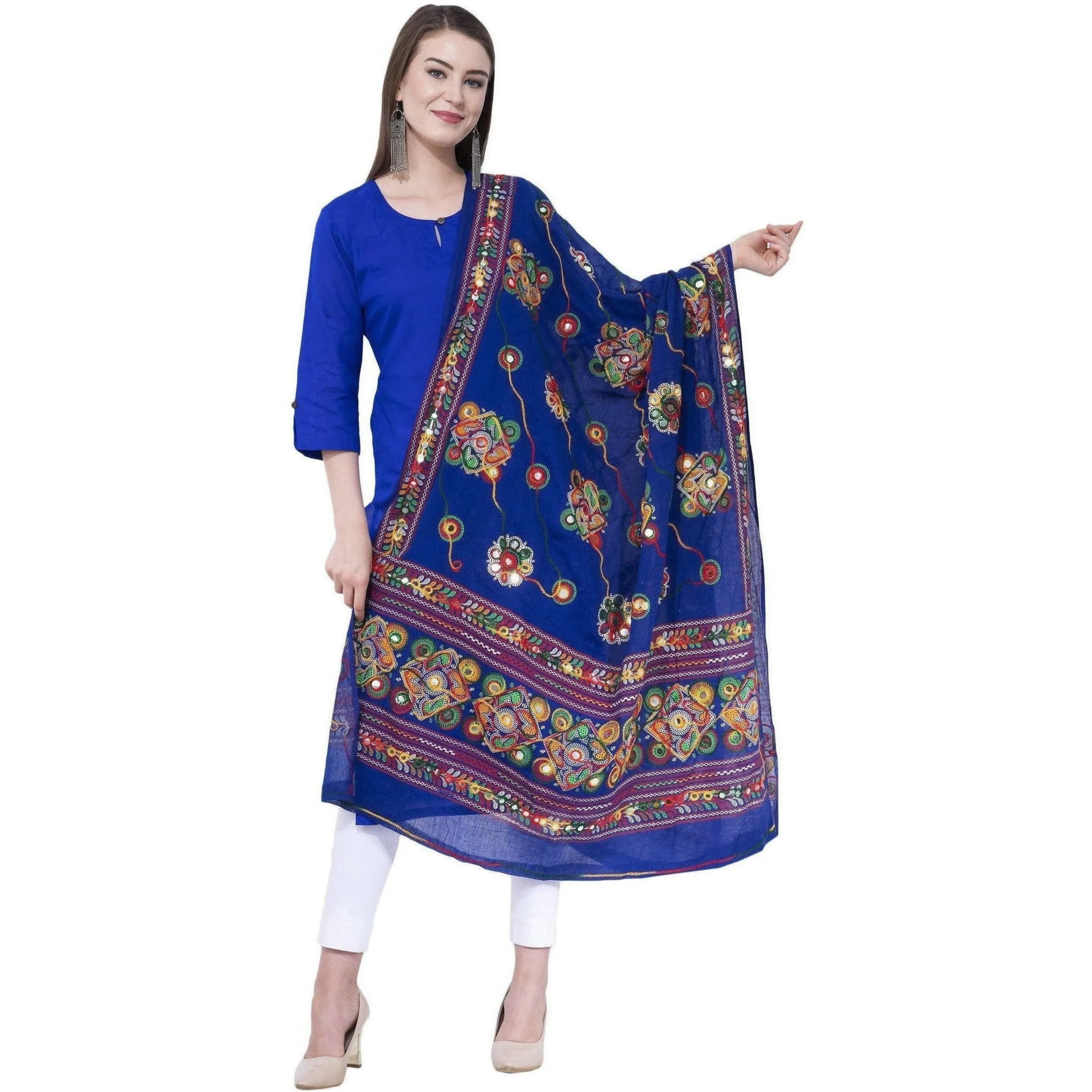 A R Silk Royal Blue Color Gurjari Pure Cotton Dupattas and Chunnis