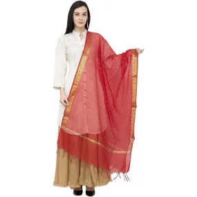 A R Silk VNS Border Buti Fancy Dupatta Color Red Dupatta or Chunni