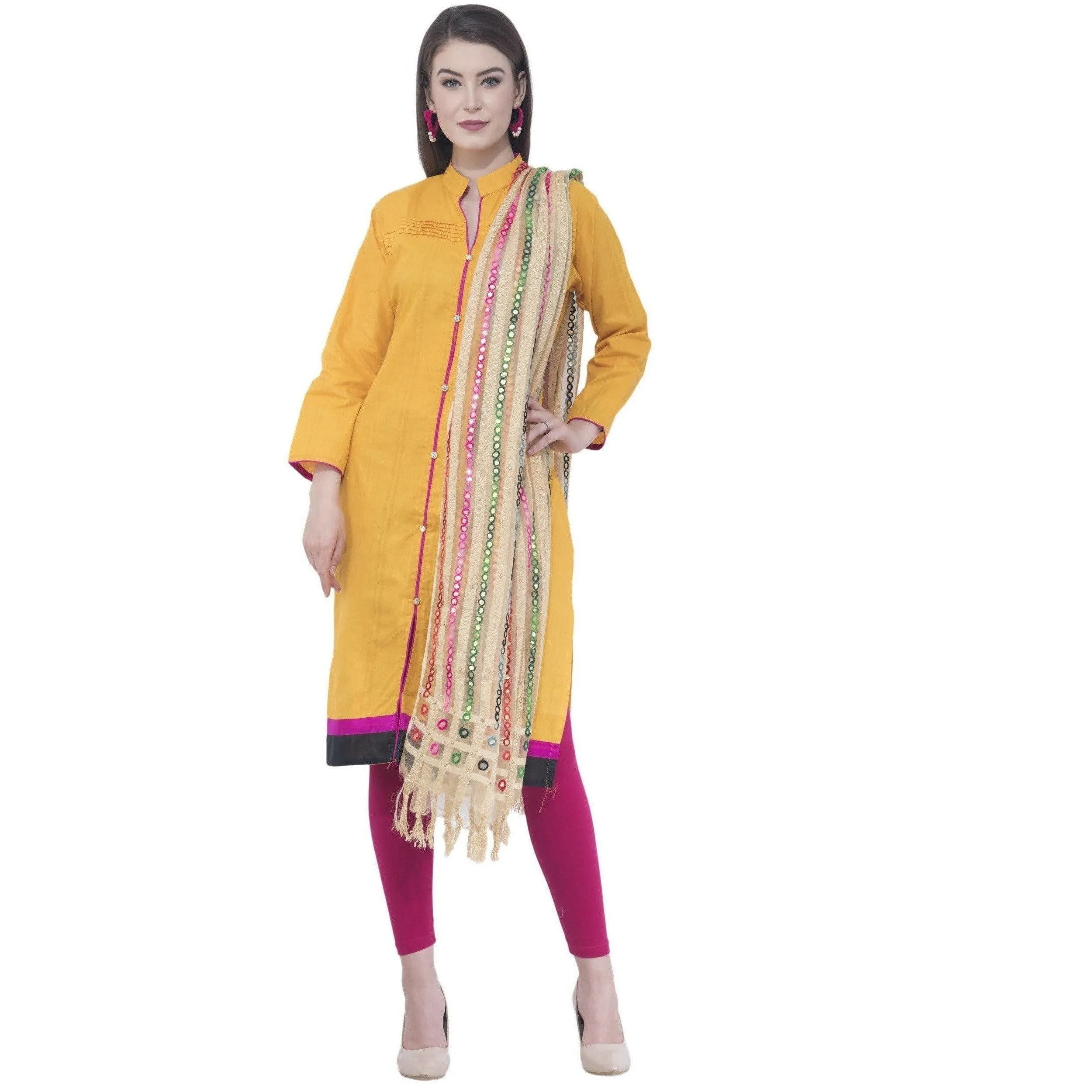 A R Silk White Color Multi Stripe Dupattas and Chunnis