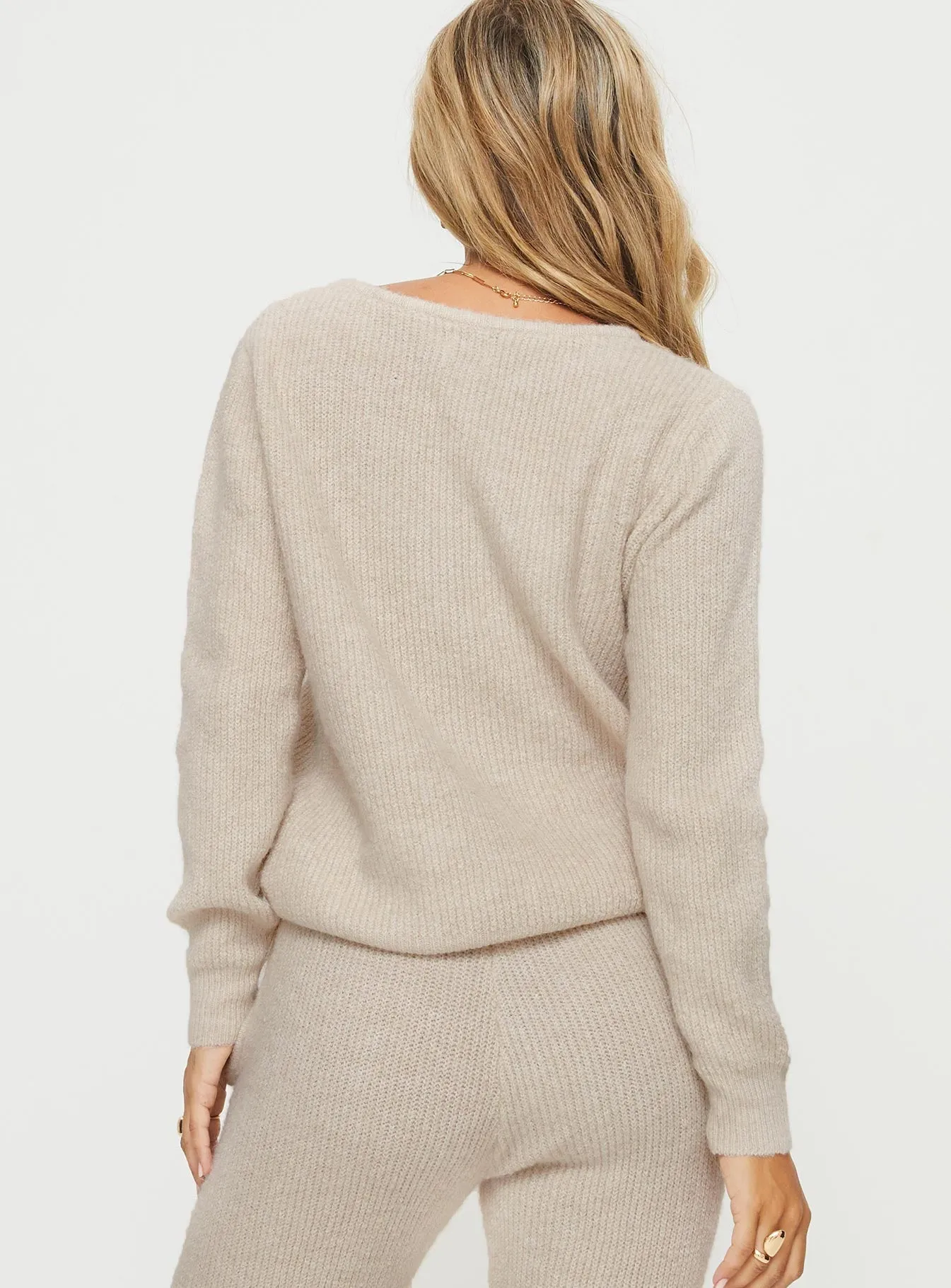 Abrams Rib Knit Crew Sweater Beige