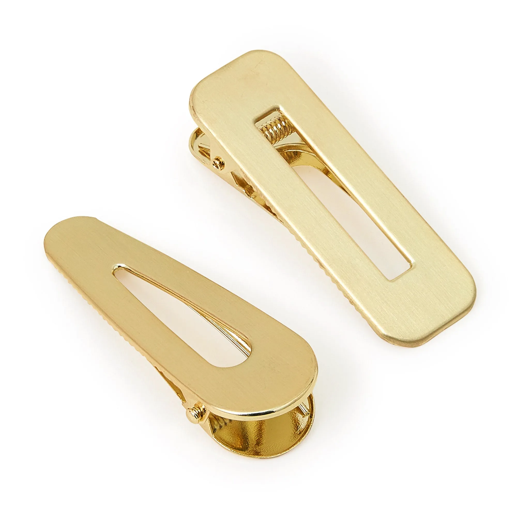 Accessorize London Gold Set Of 2 Brushed Metal Snap Clip