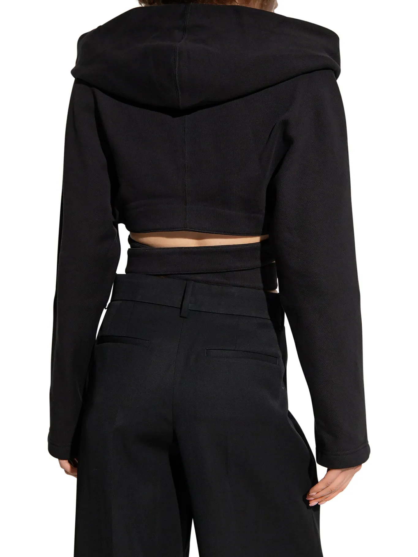 ALAÏA BLACK CROPPED HOODIE