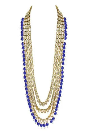 Alloy Necklace with Earrings and Maang Tikka in Blue