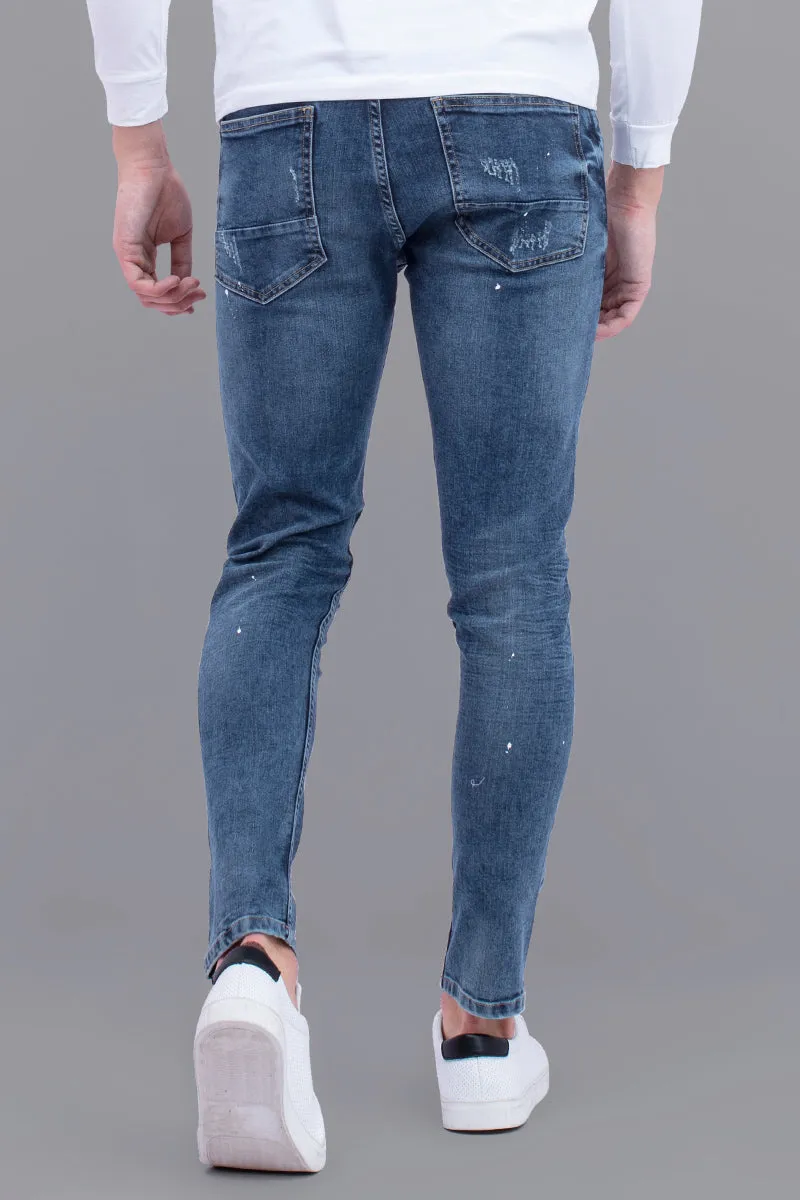 Anguish Marine Blue Distressed Denim