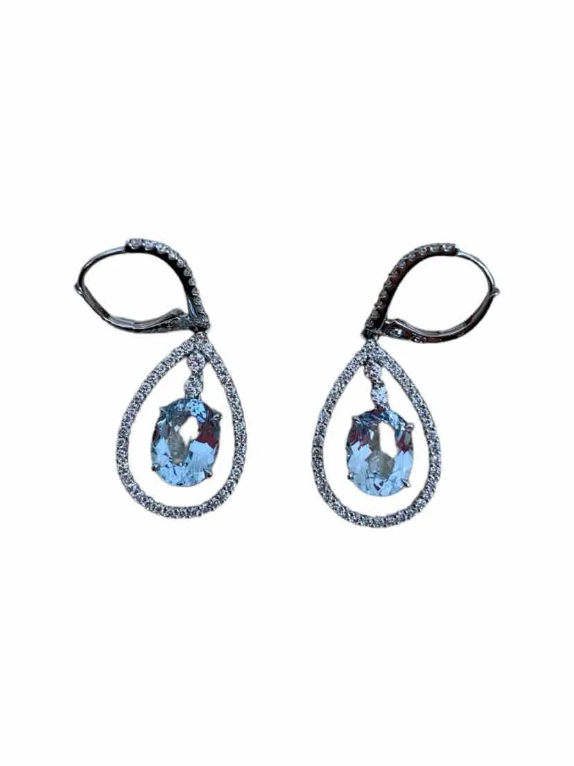 Aquamarine & Diamond Earrings