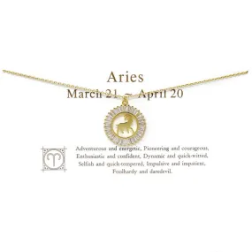 ARIES CZ Pave Zodiac Pendant Gold Dipped Necklace