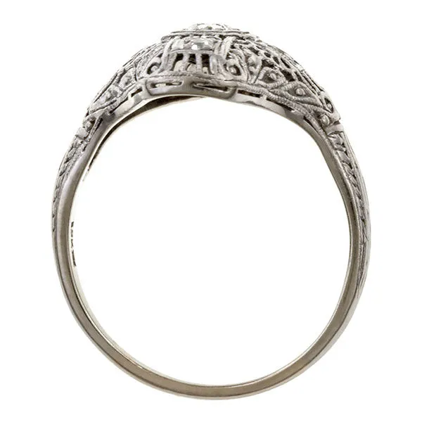 Art Deco Filigree Engagement Ring, Old Euro 0.15ct