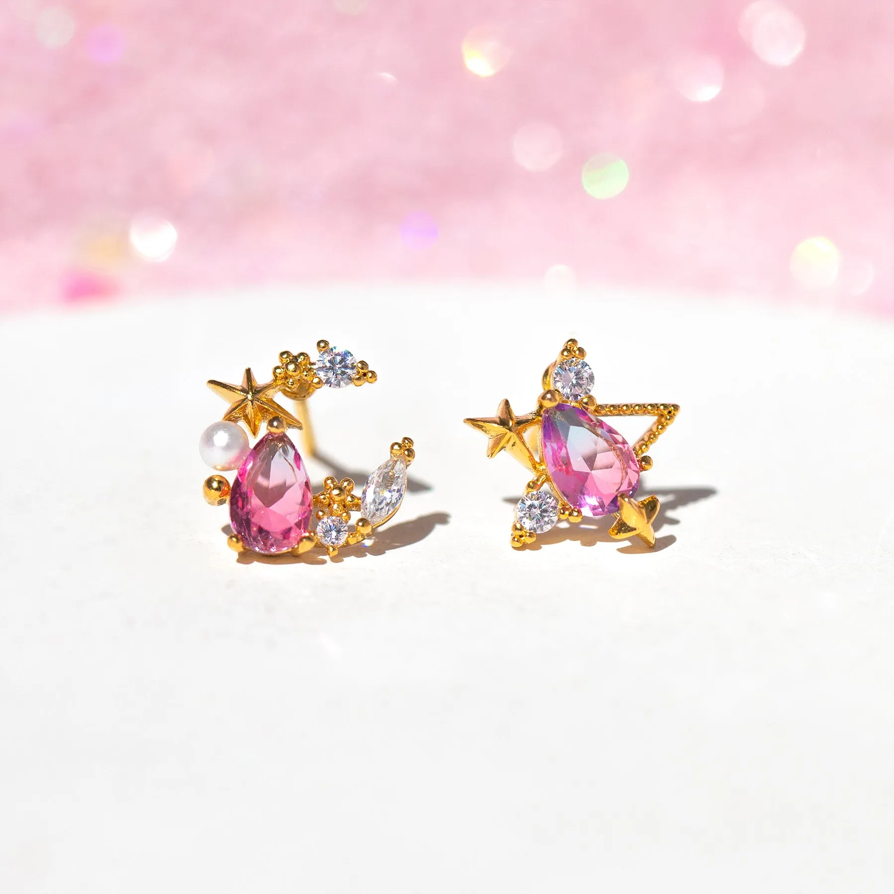 Aurora Moon & Star Studs