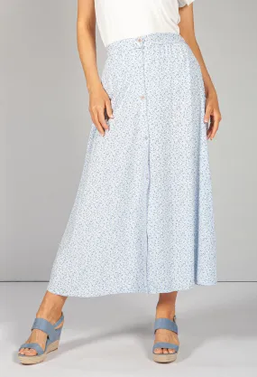 Baby Blue Floral Midi Skirt