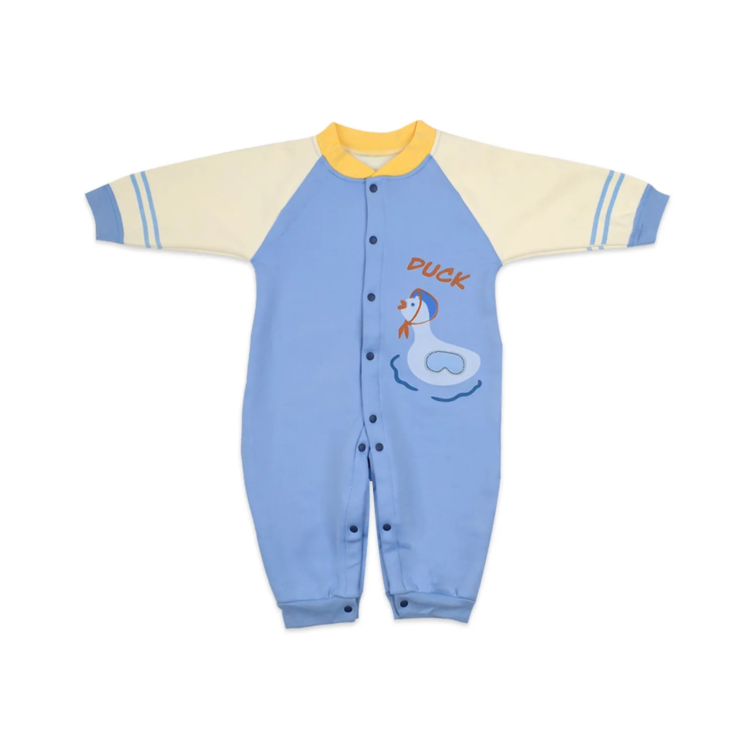 Baby Organic Cotton Baby Full Length Winter Romper | Duck, Blue