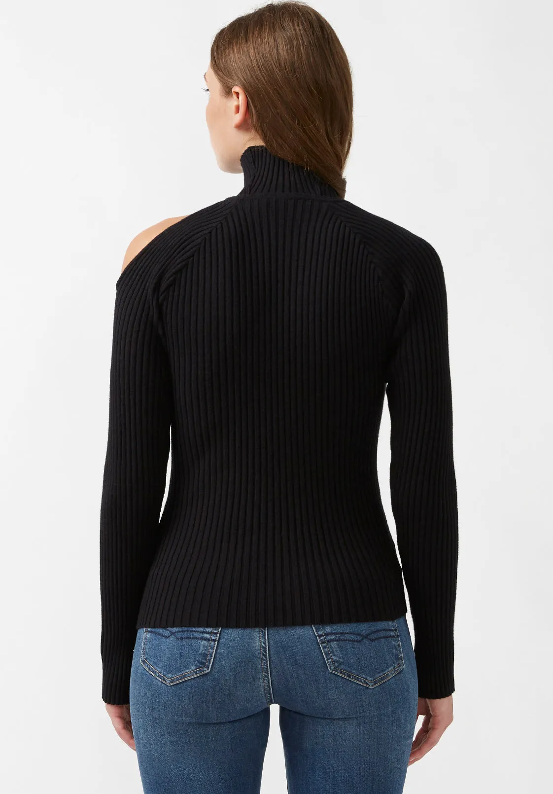 Beronia Women's Long Sleeve Cut Out Shoulder Sweater in Black - SW0037H