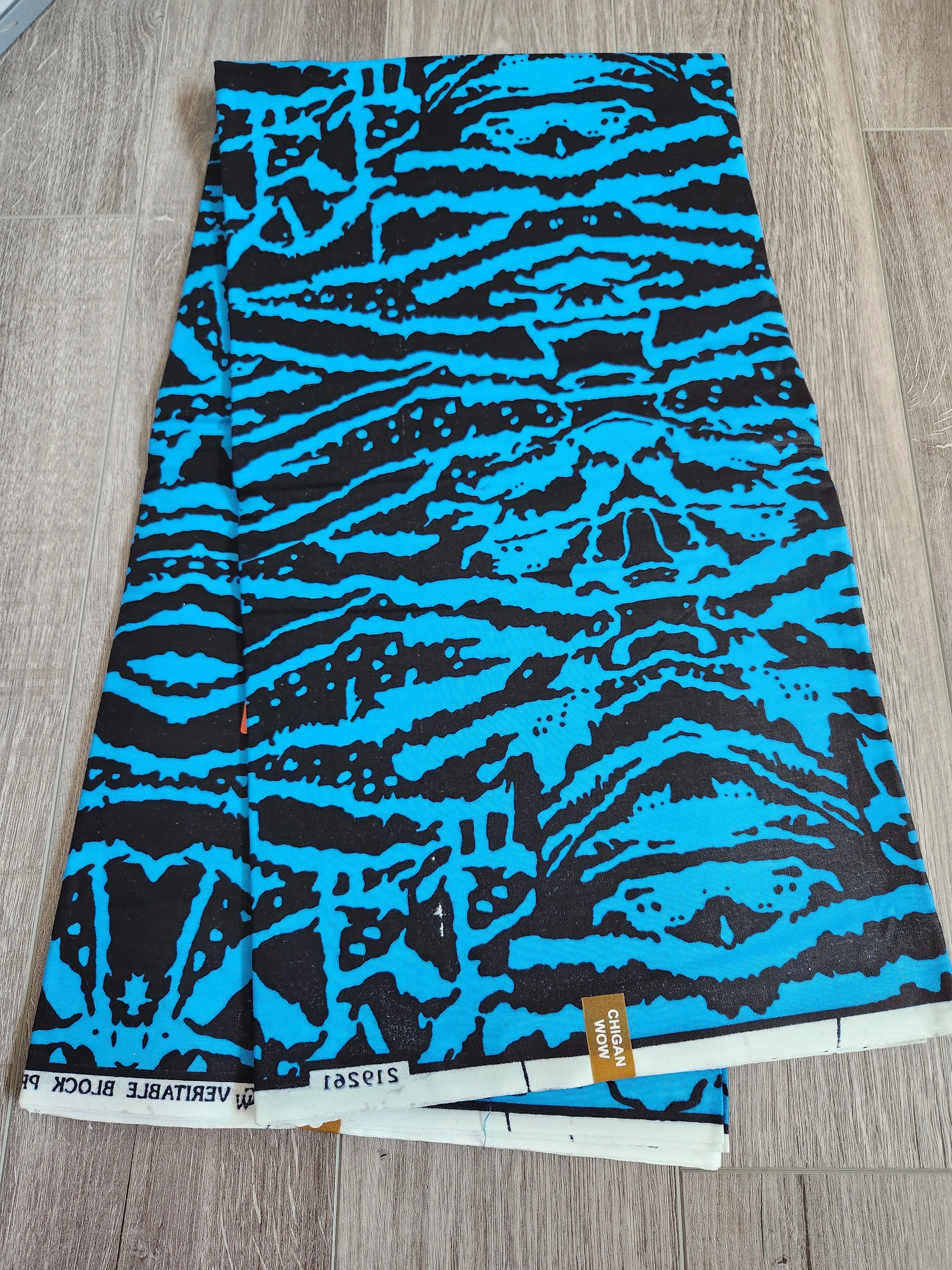 Blue and Black Ankara Print Fabric