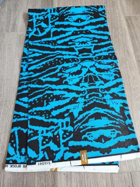 Blue and Black Ankara Print Fabric