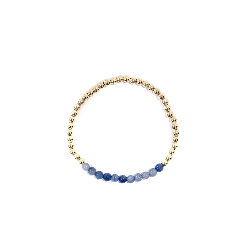 Blue Aventurine Gold Beaded Gemstone Bracelet