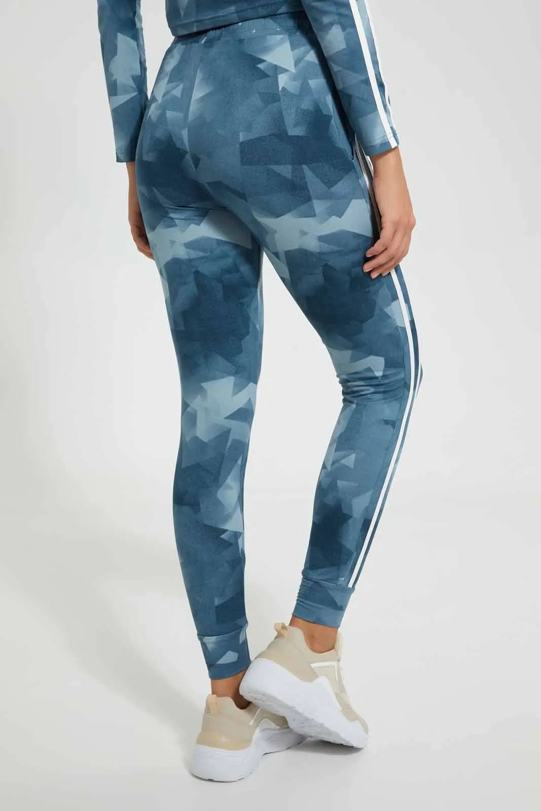 Blue Camo Print Active Pant