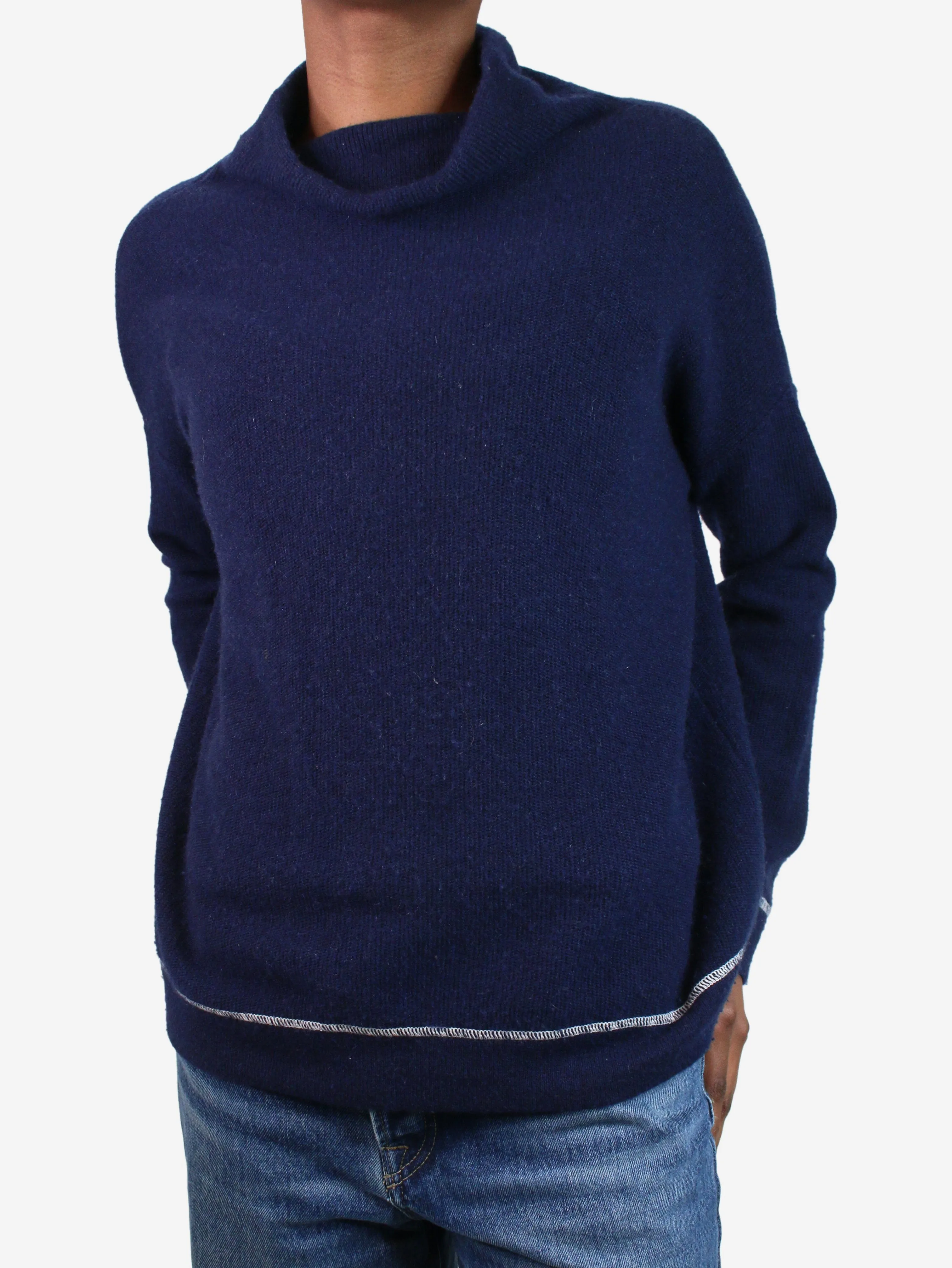 Blue high-neck cashmere jumper - size XS