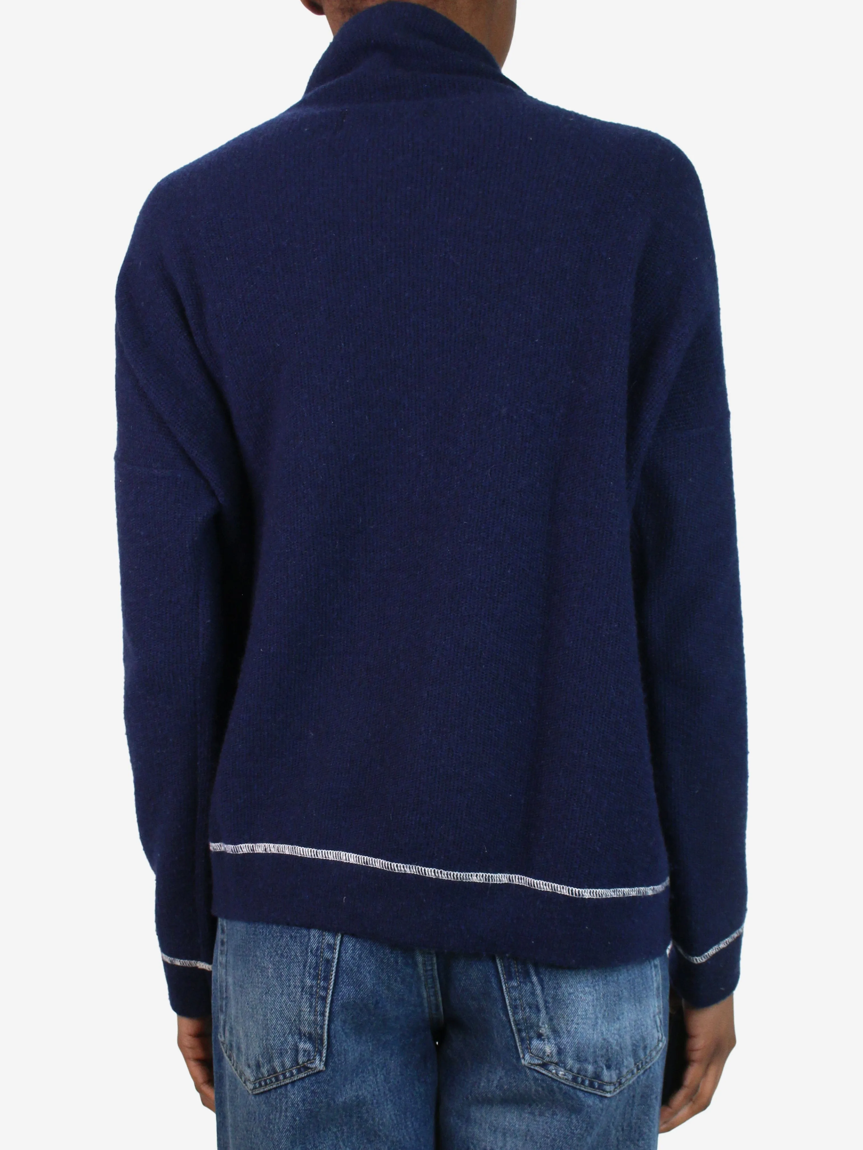 Blue high-neck cashmere jumper - size XS