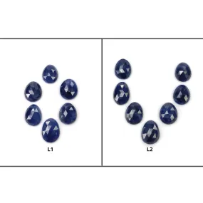 BLUE SAPPHIRE Gemstone Rose Cut : Natural Untreated Unheated Sapphire Egg Shape 6pcs 7pcs Lots