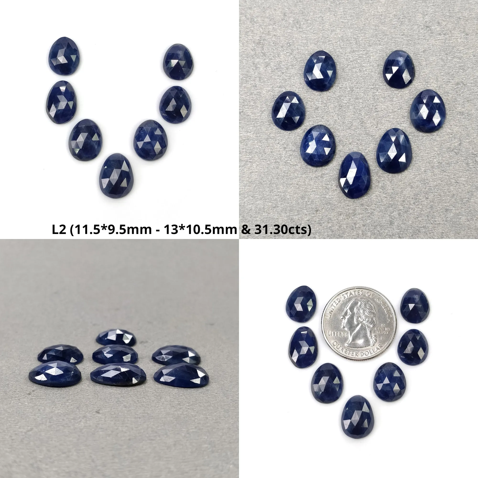 BLUE SAPPHIRE Gemstone Rose Cut : Natural Untreated Unheated Sapphire Egg Shape 6pcs 7pcs Lots