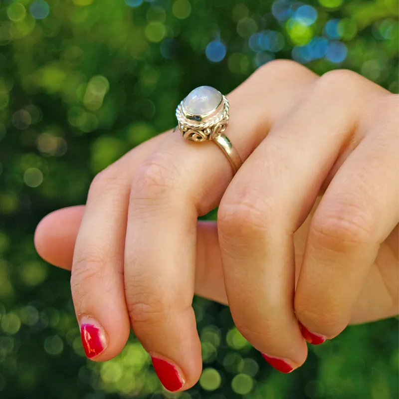 Clara Moonstone Boho Silver Ring