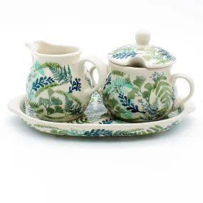 Creamer & Sugar Set w/Tray in Ferns