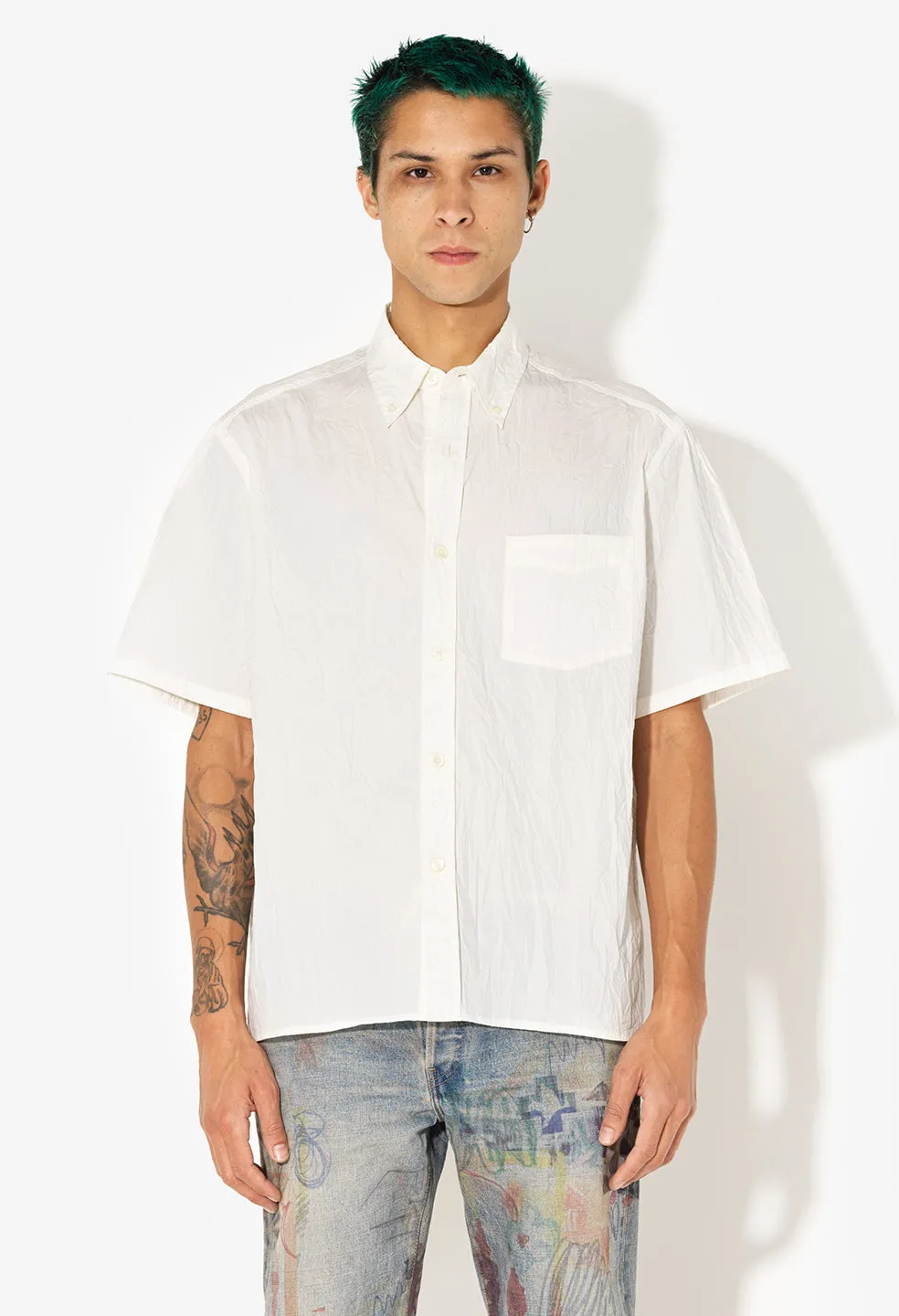 Crinkled SS Shirt / White