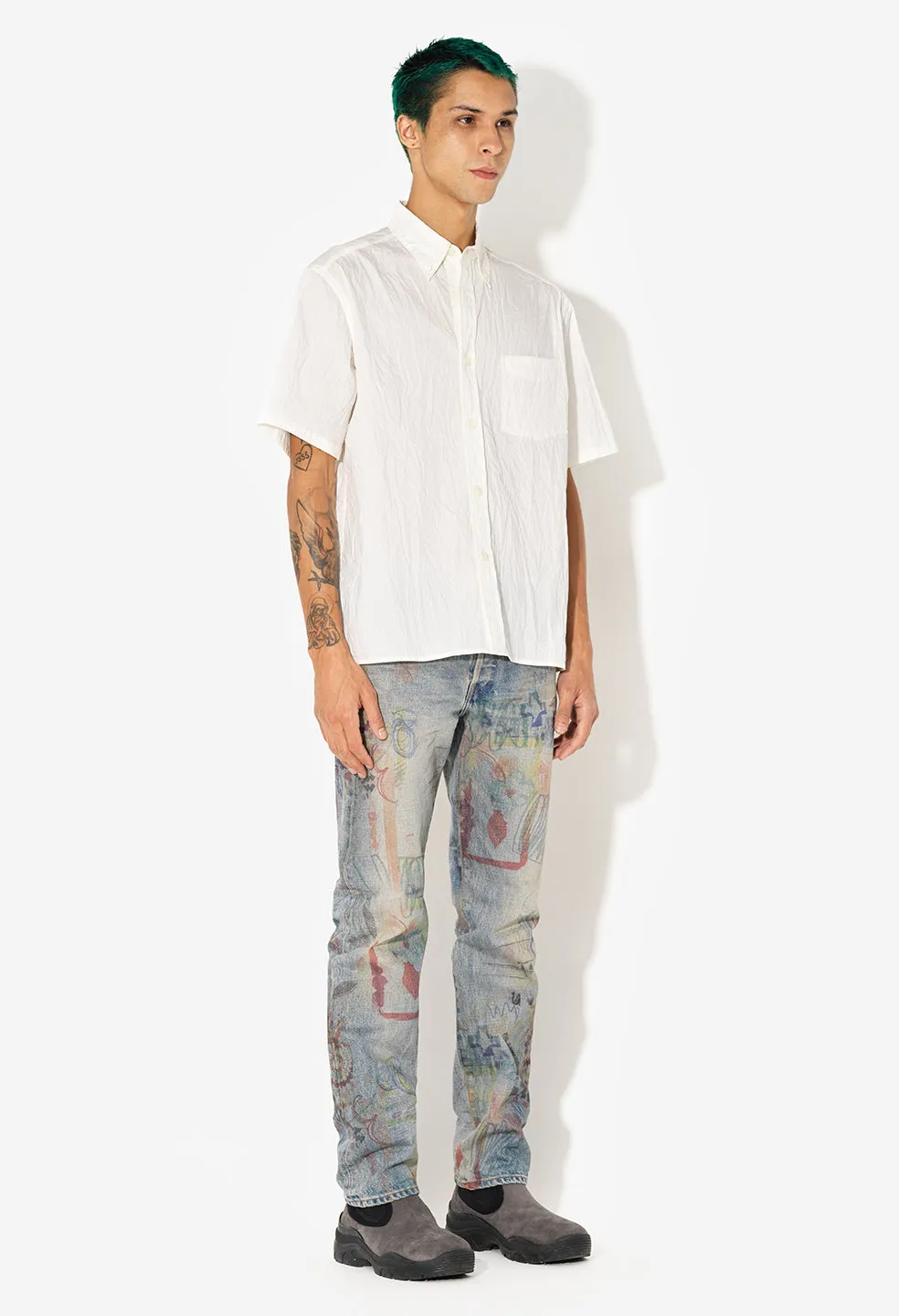 Crinkled SS Shirt / White