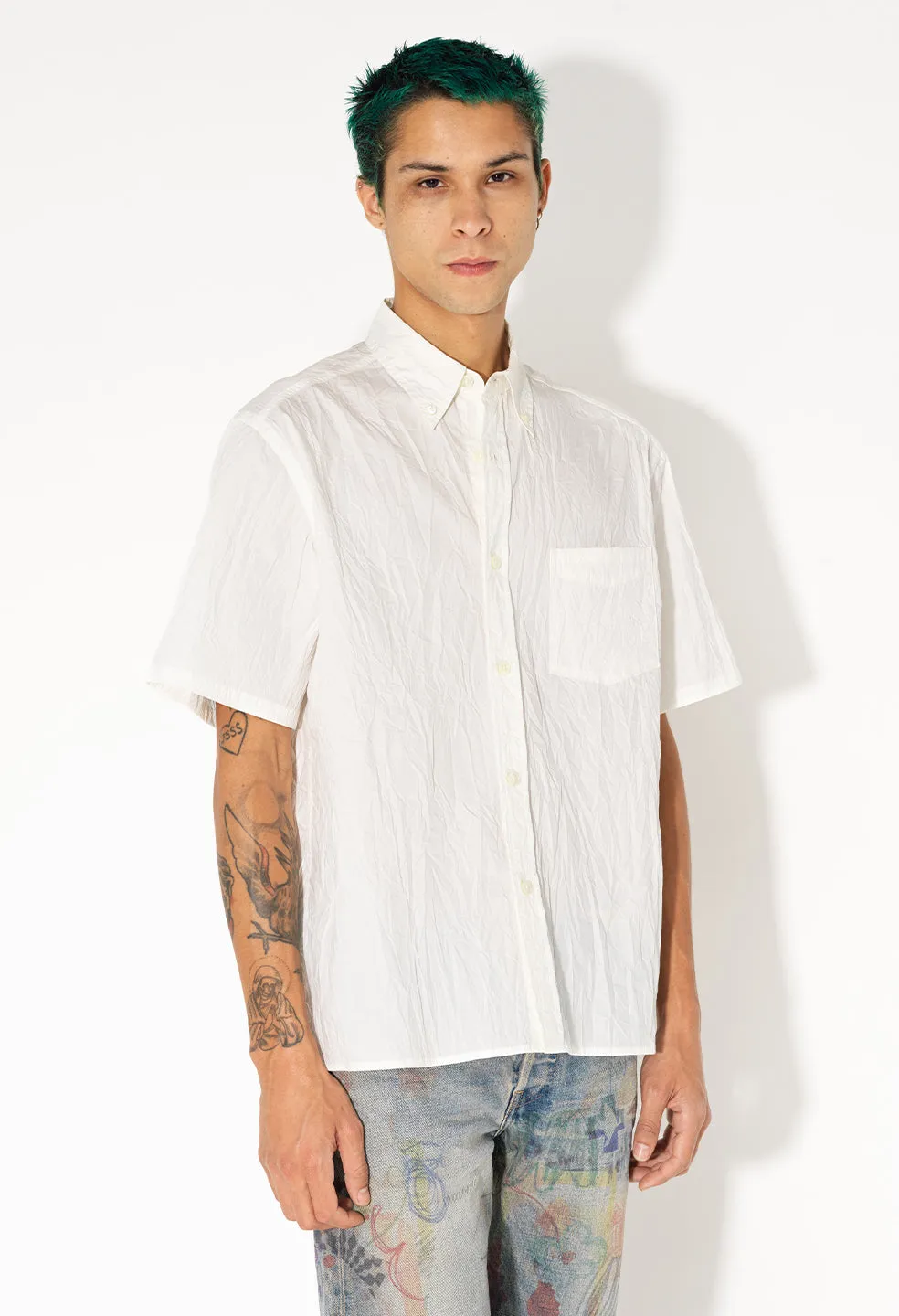 Crinkled SS Shirt / White