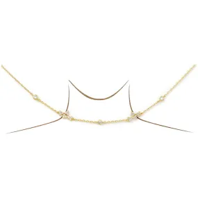 CZ Bow Station Gold Dipped Short Necklace