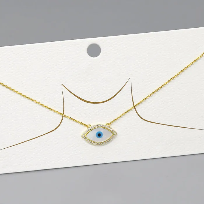 CZ Evil Eye Pendant Gold Dipped Short Necklace