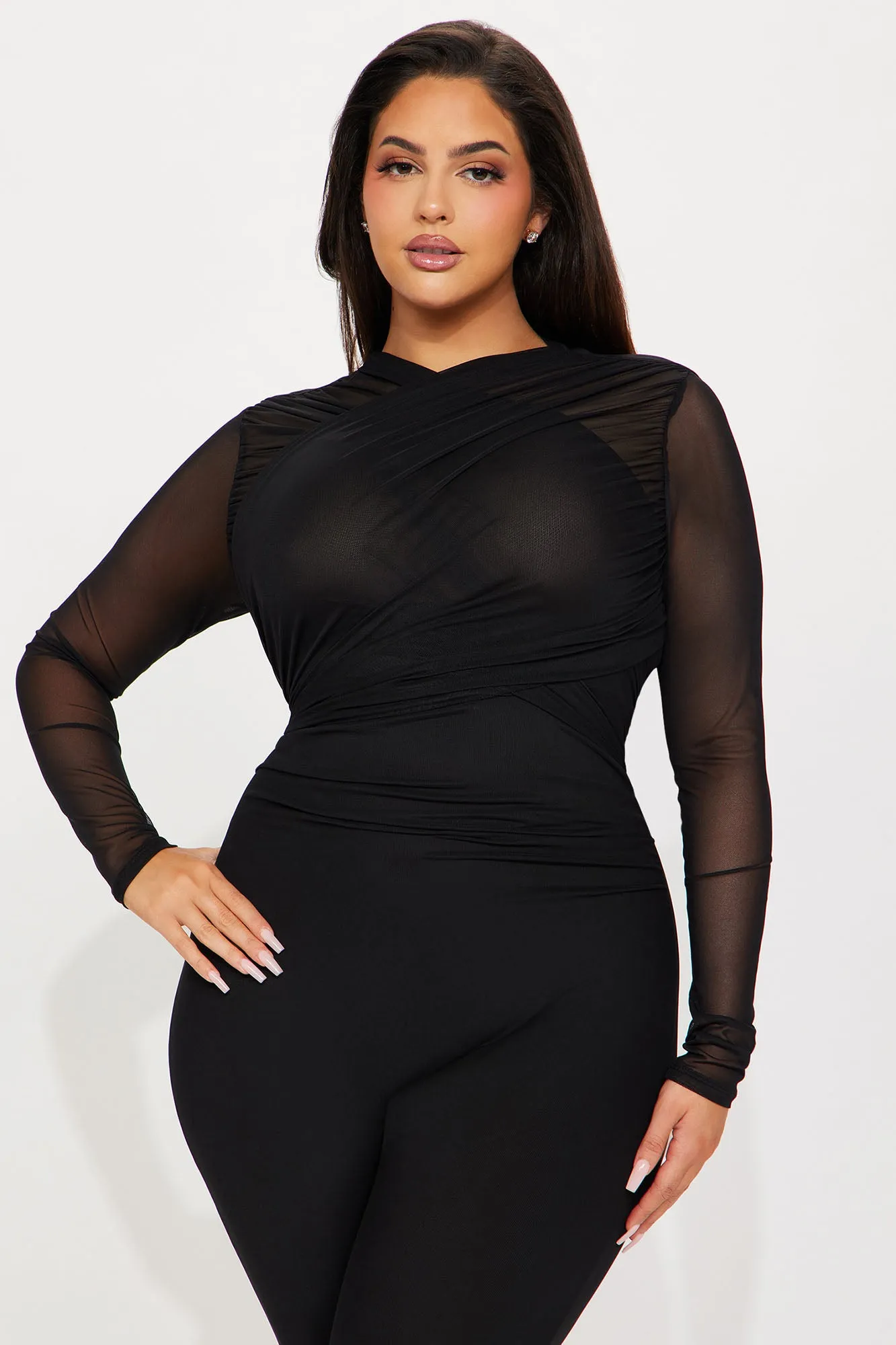 Date Night Mesh Jumpsuit - Black