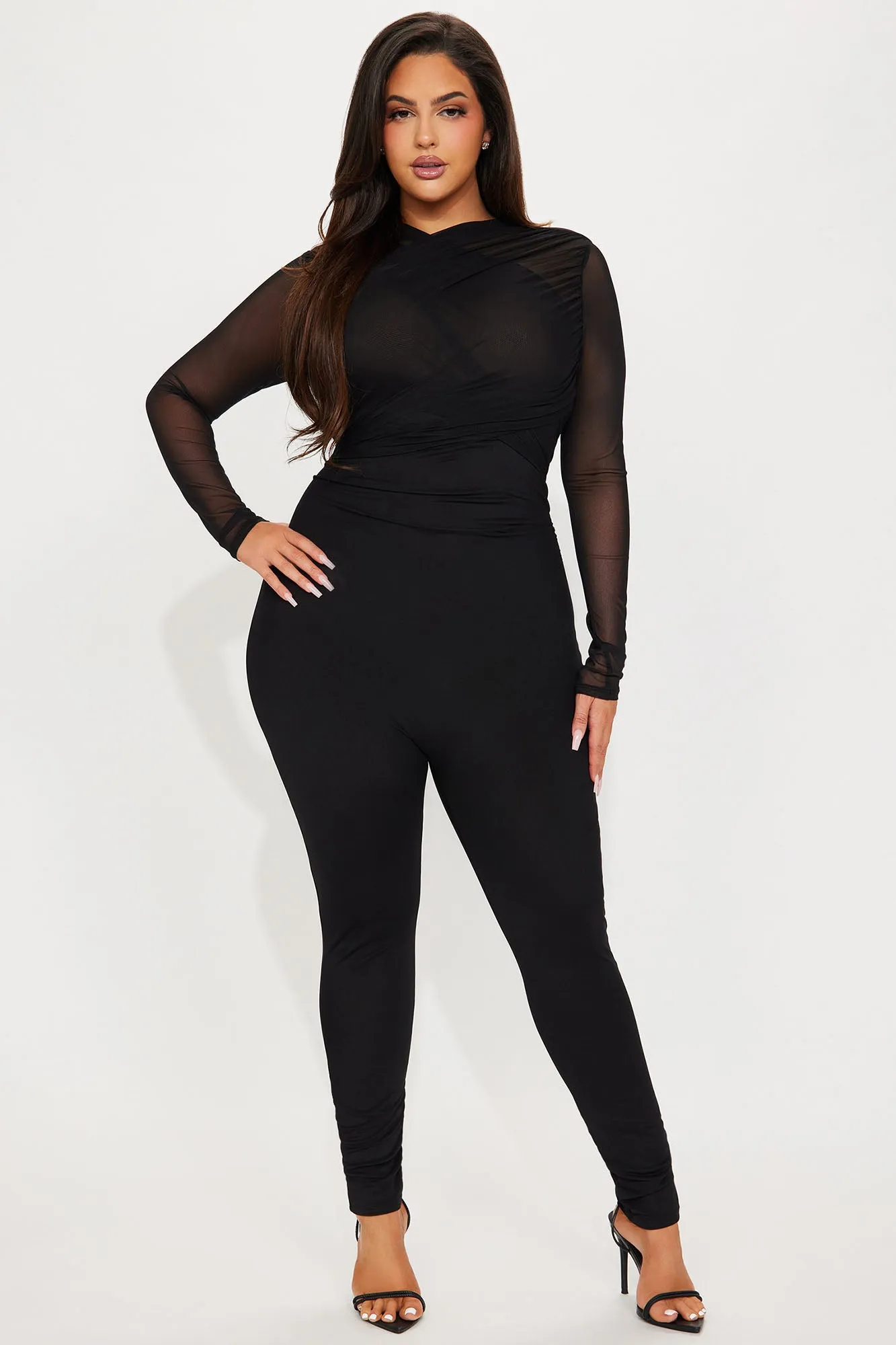 Date Night Mesh Jumpsuit - Black