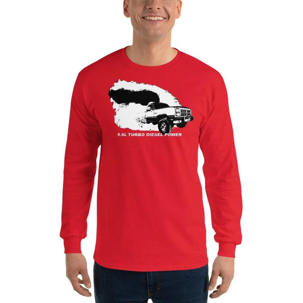 First Gen Dodge Truck Rolling Coal Burnout Long Sleeve T-Shirt