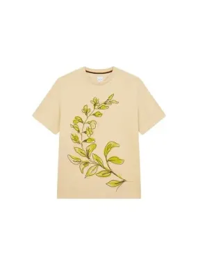 Floral point cotton t shirt beige