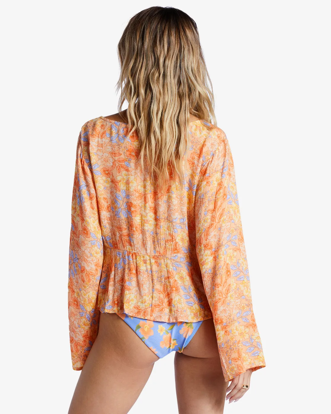 Forever Floral Long Sleeve Shirt - Light Melon