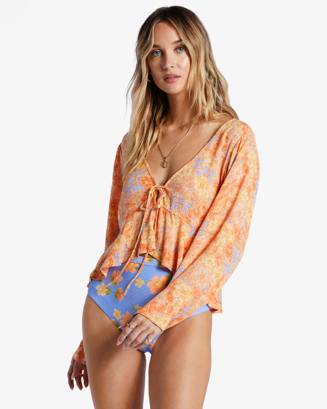 Forever Floral Long Sleeve Shirt - Light Melon