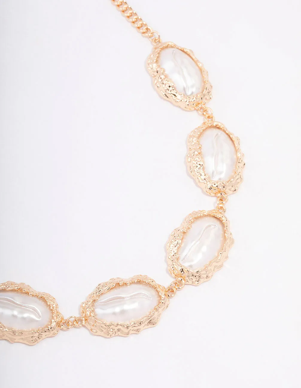 Gold Statement Pearl Short Necklace